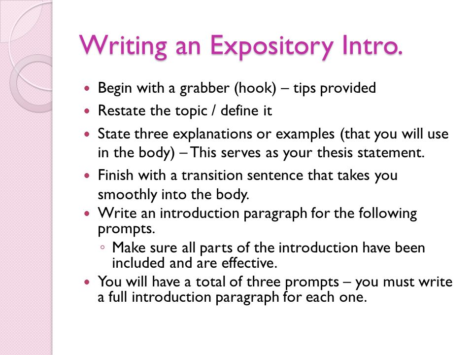 Sentence starters for expository essays